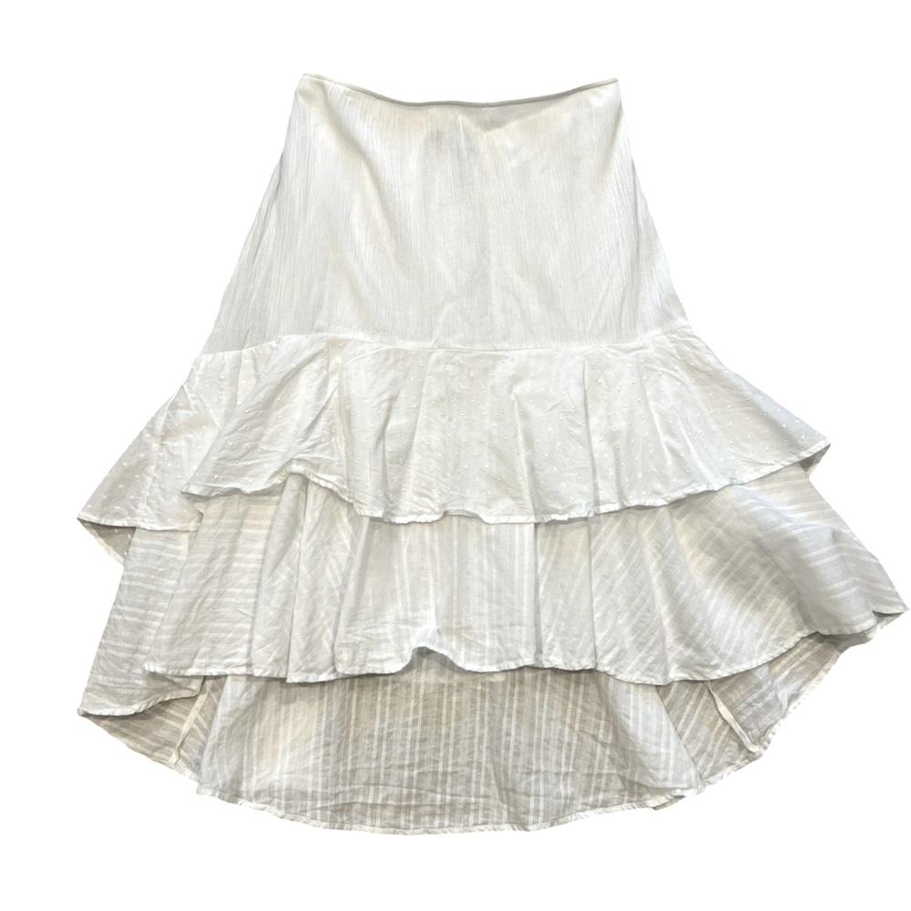 Cotton Blend Tiered High Low Skirt Size Large